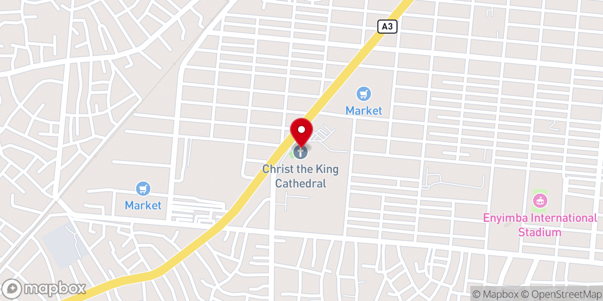 Map showing location of Christ The King Cathedral