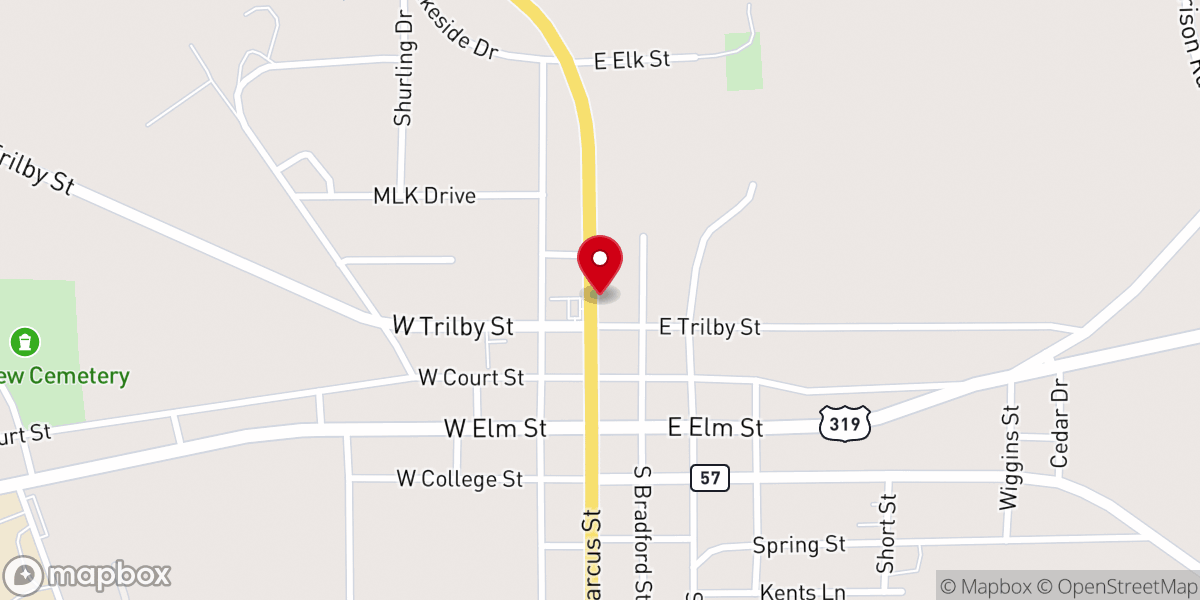 Map showing location of First Christian Church