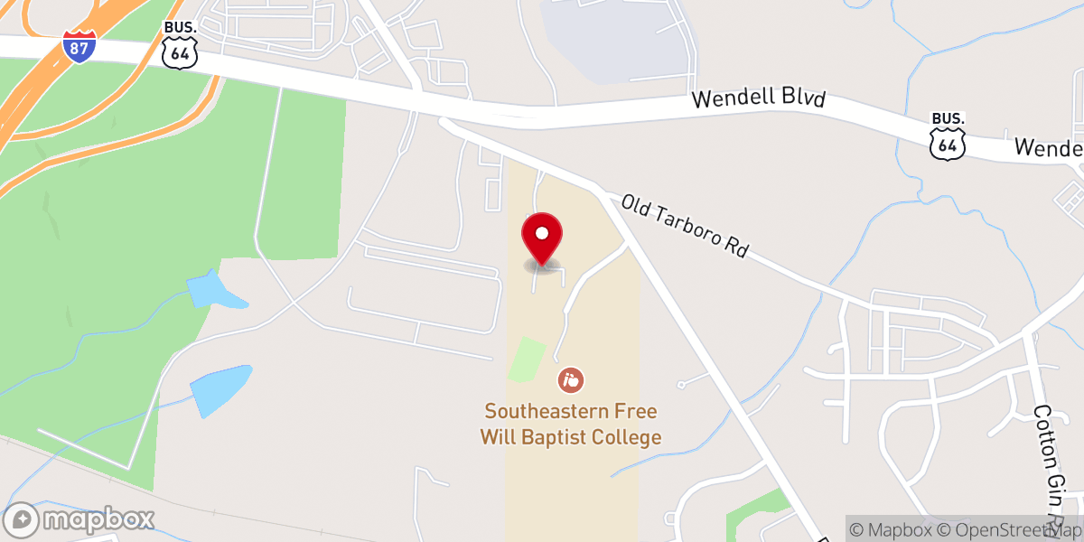 Map showing location of Southeastern Free Will Baptist College Foundation Inc