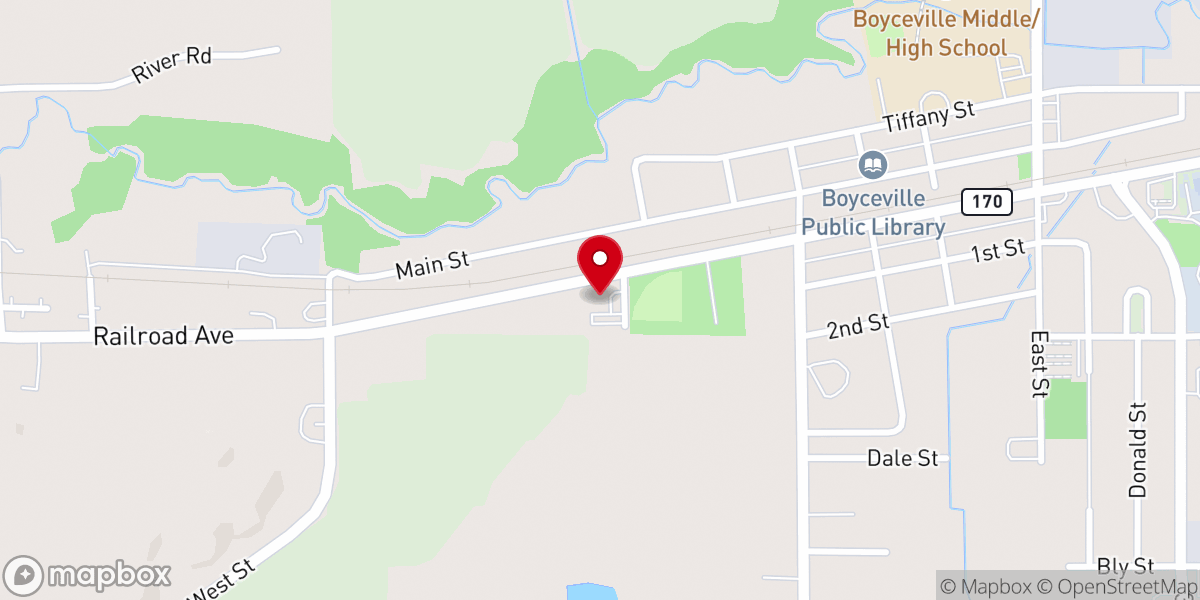 Map showing location of Boycville United Methodist Church