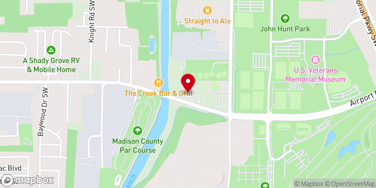 Map showing location of Huntsville Baptist Temple