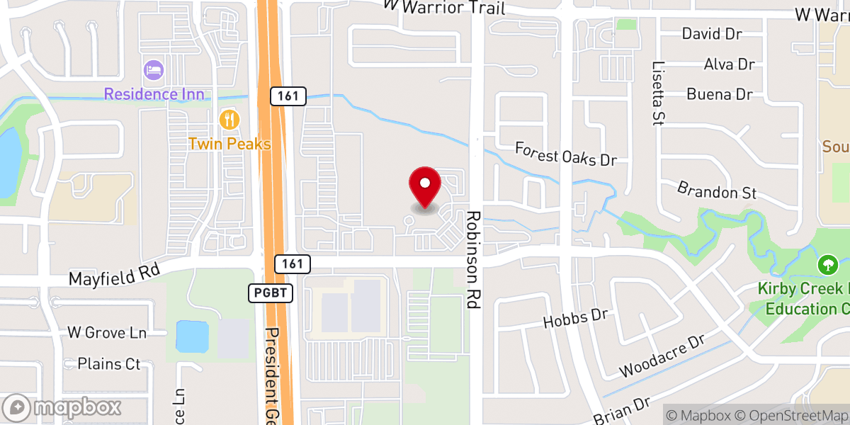 Map showing location of First Baptist Church Grand Prairie