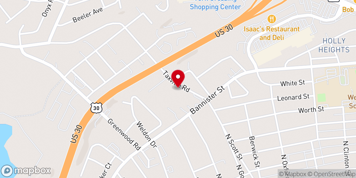 Map showing location of York Bible Church