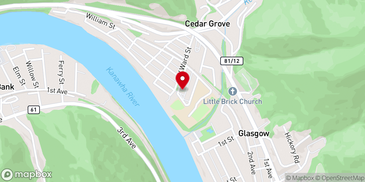 Map showing location of Cedar Grove Baptist Church