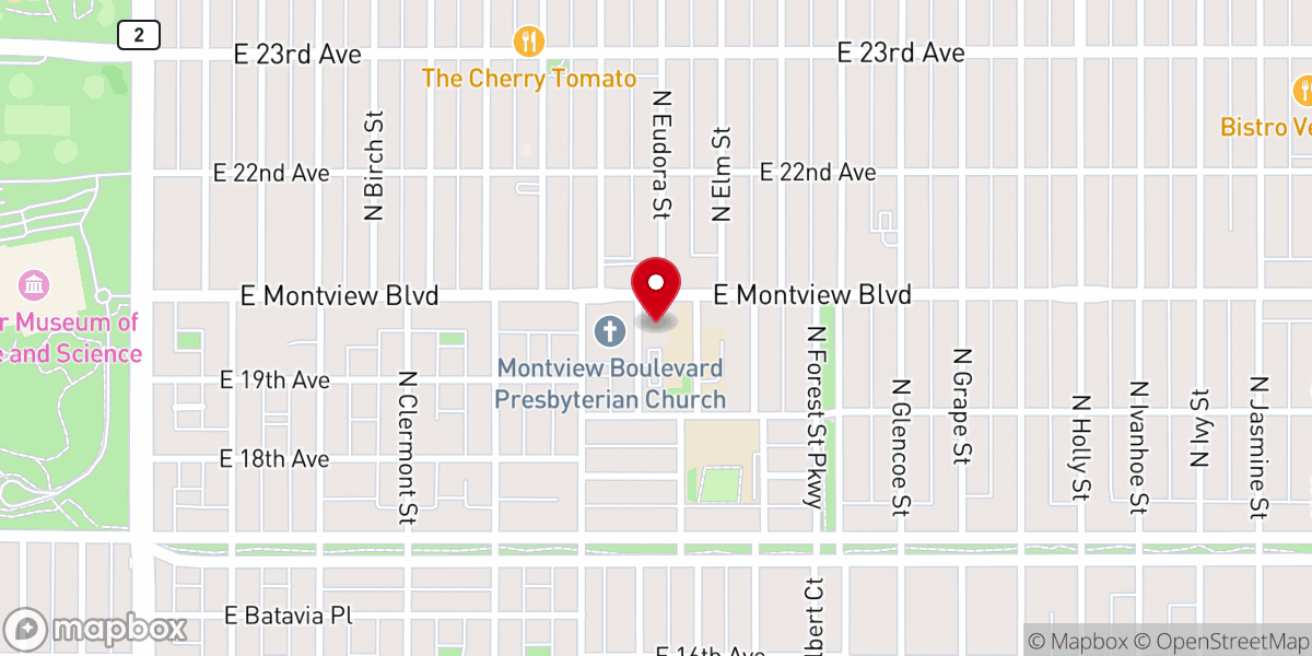 Map showing location of Blessed Sacrament Catholic Church