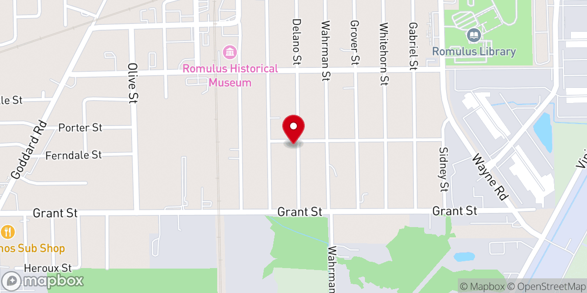 Map showing location of First Baptist Church-Romulus