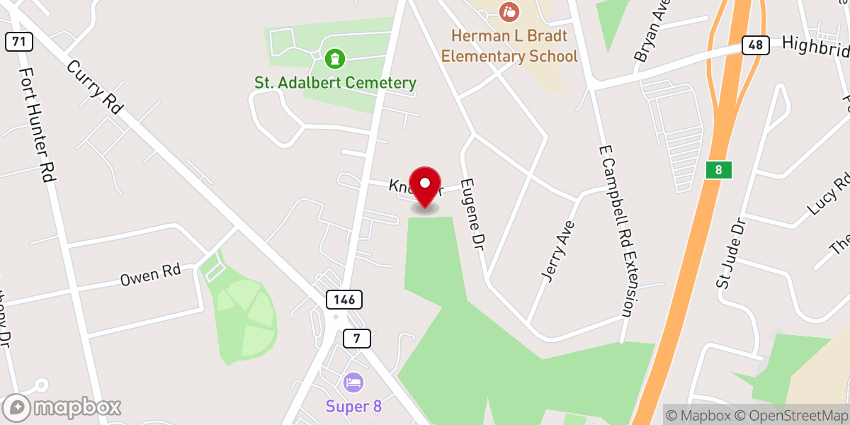 Map showing location of Korean Presbyterian Church of Albany 올바니 한인 장로교회