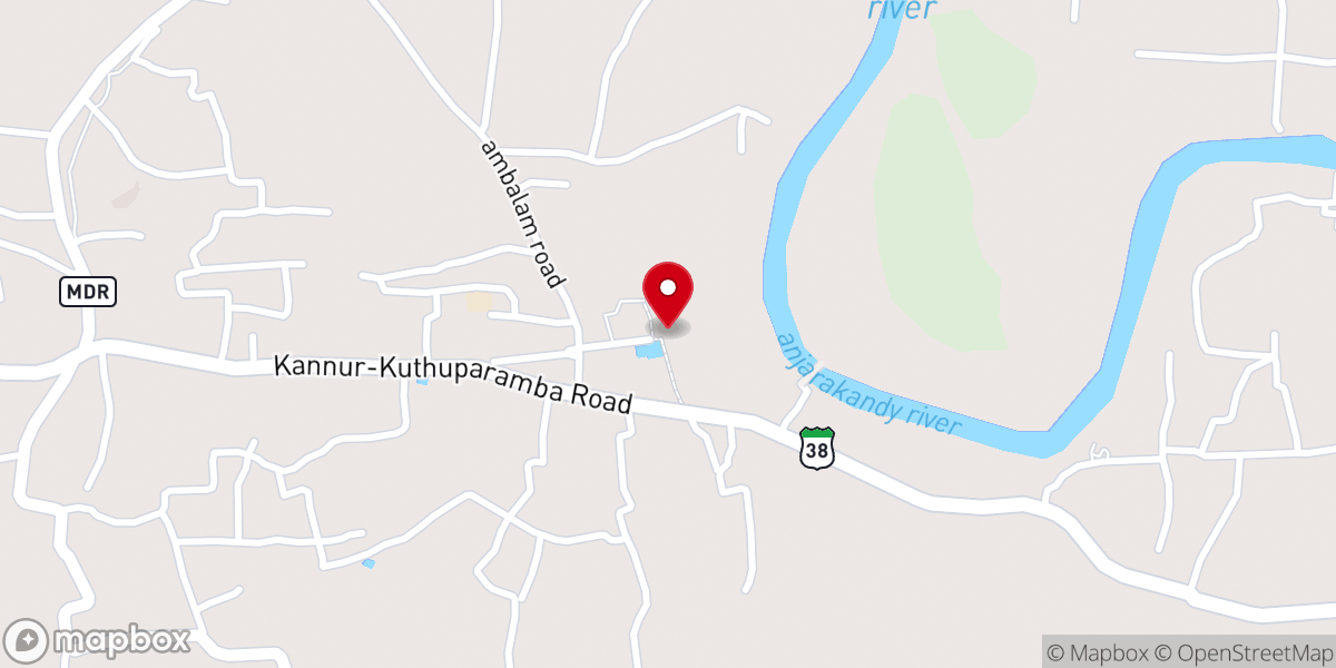 Map showing location of Sree Peralassery Temple