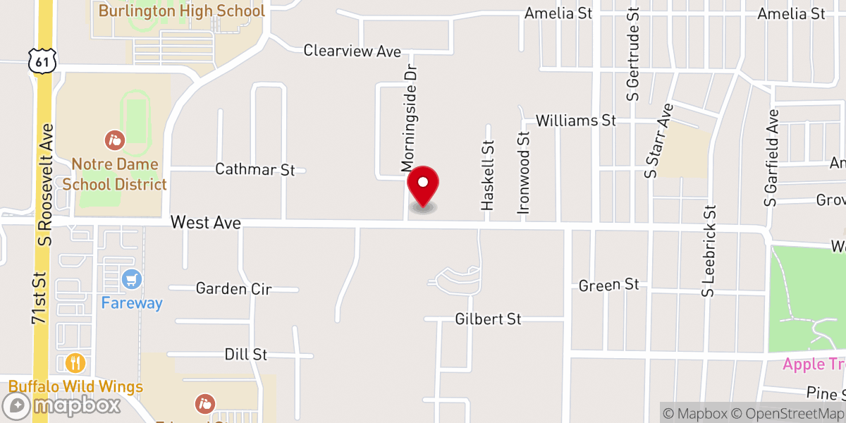 Map showing location of West Avenue Baptist Church
