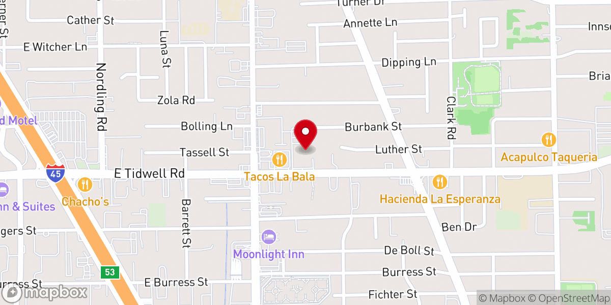 Map showing location of Bethel Baptist Church