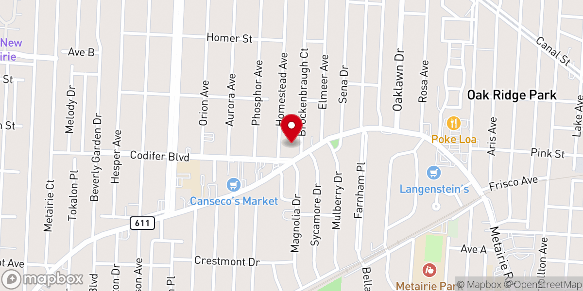 Map showing location of Metairie Evangelical and Reformed Church