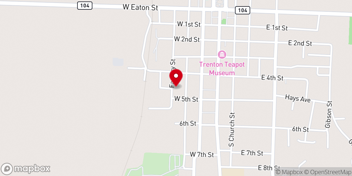 Map showing location of Church of God of Prophecy