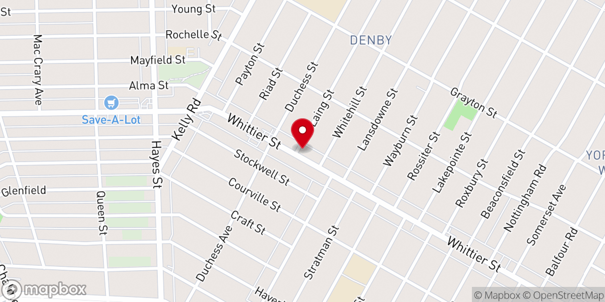 Map showing location of Universal Praise Center