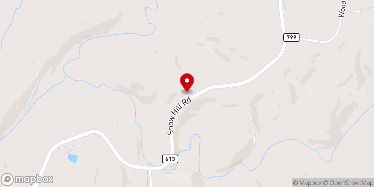 Map showing location of Snow Hill Church