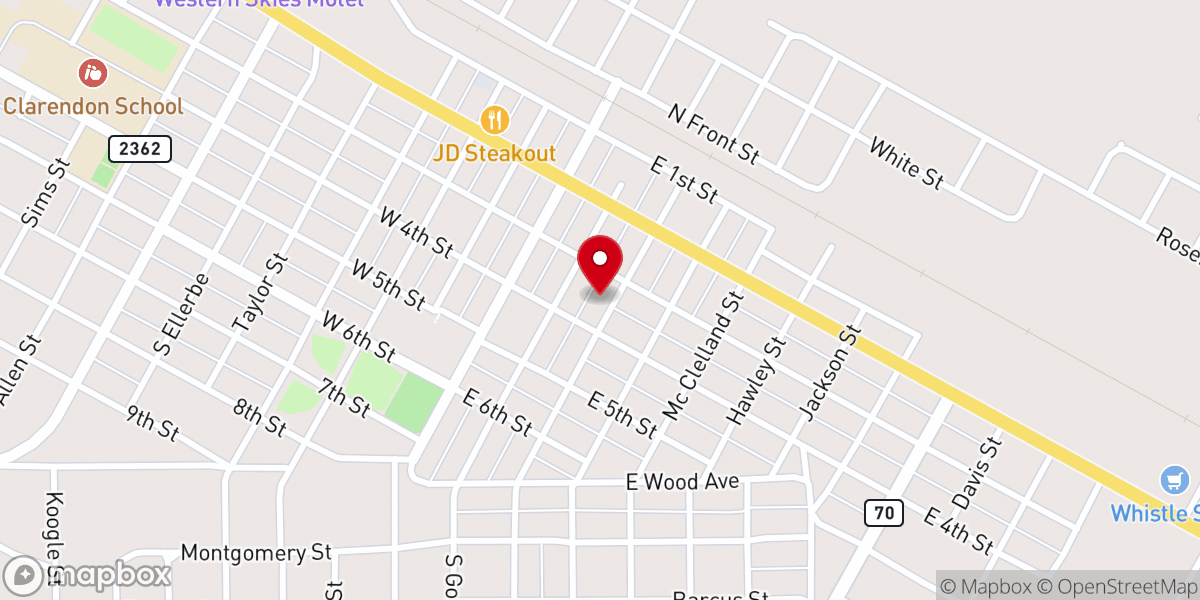 Map showing location of Clarendon Church of Christ