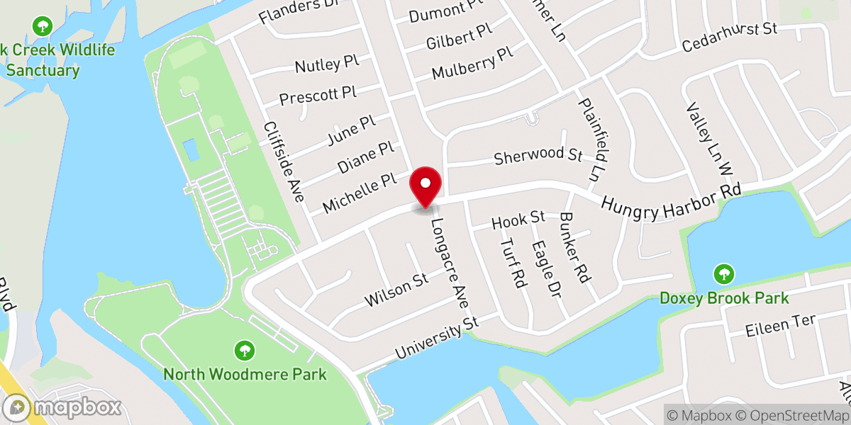 Map showing location of Beis HaKnesses of North Woodmere