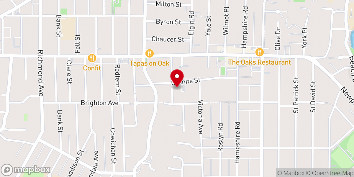 Map showing location of Oak Bay United Church