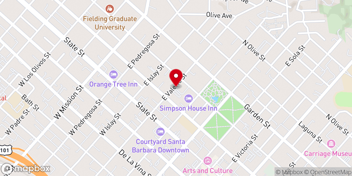 Map showing location of First Church of Christ, Scientist, Santa Barbara