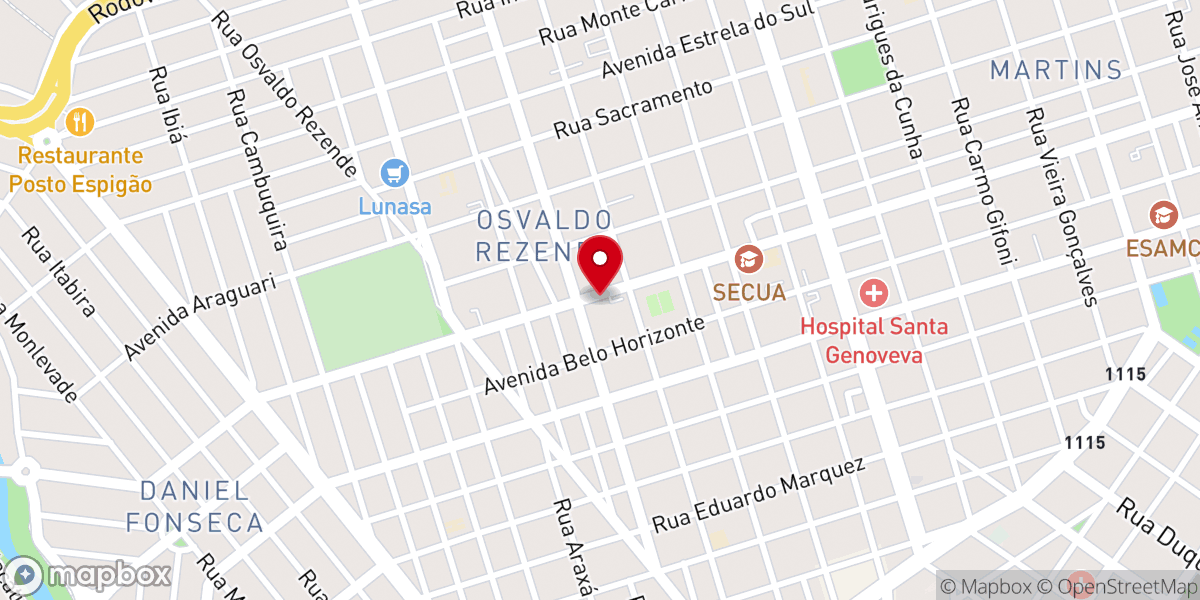 Map showing location of Igreja Batista Vida Uberlândia
