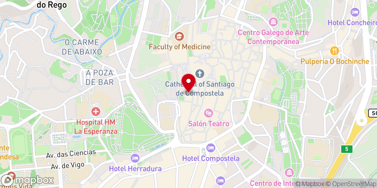 Map showing location of Xardíns de Fonseca