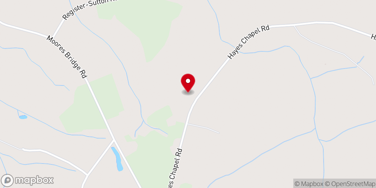 Map showing location of Hayes Chapel