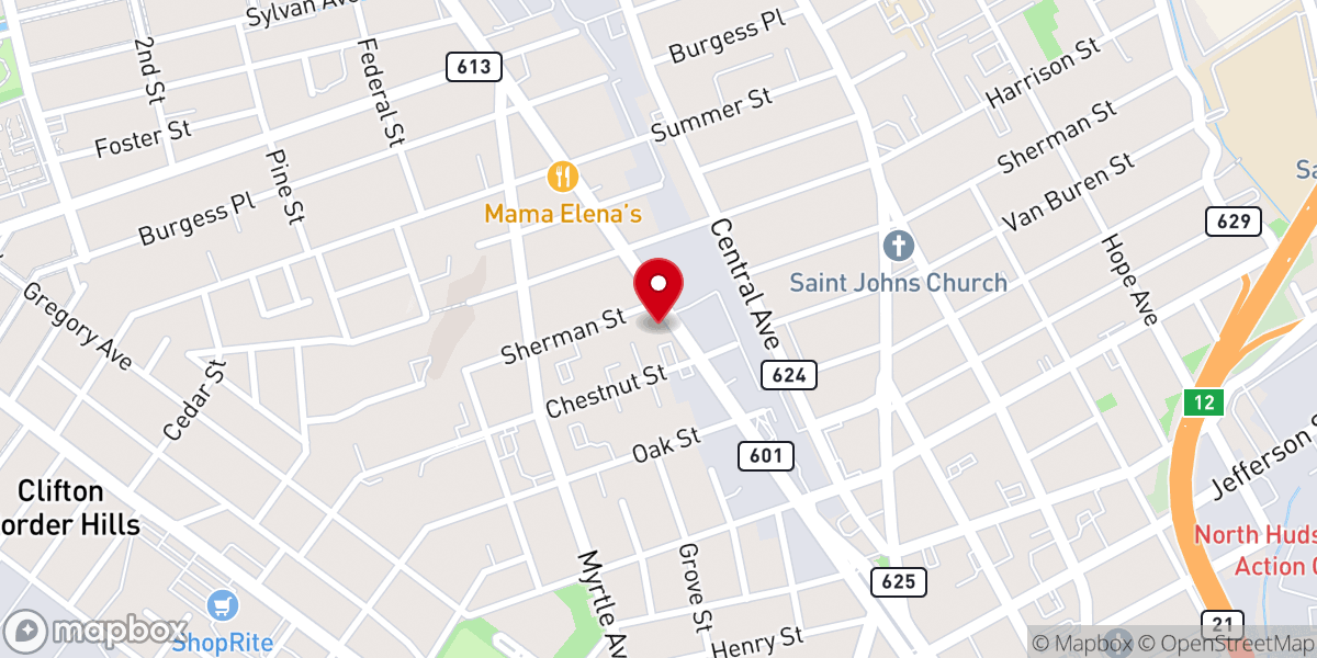 Map showing location of Mt. Zion Baptist Church Passaic, NJ