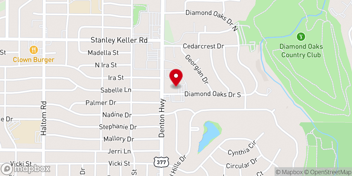 Map showing location of Calvary Chapel of Fort Worth Church
