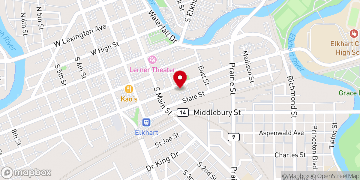 Map showing location of Praise Fortress of Elkhart Indiana Inc