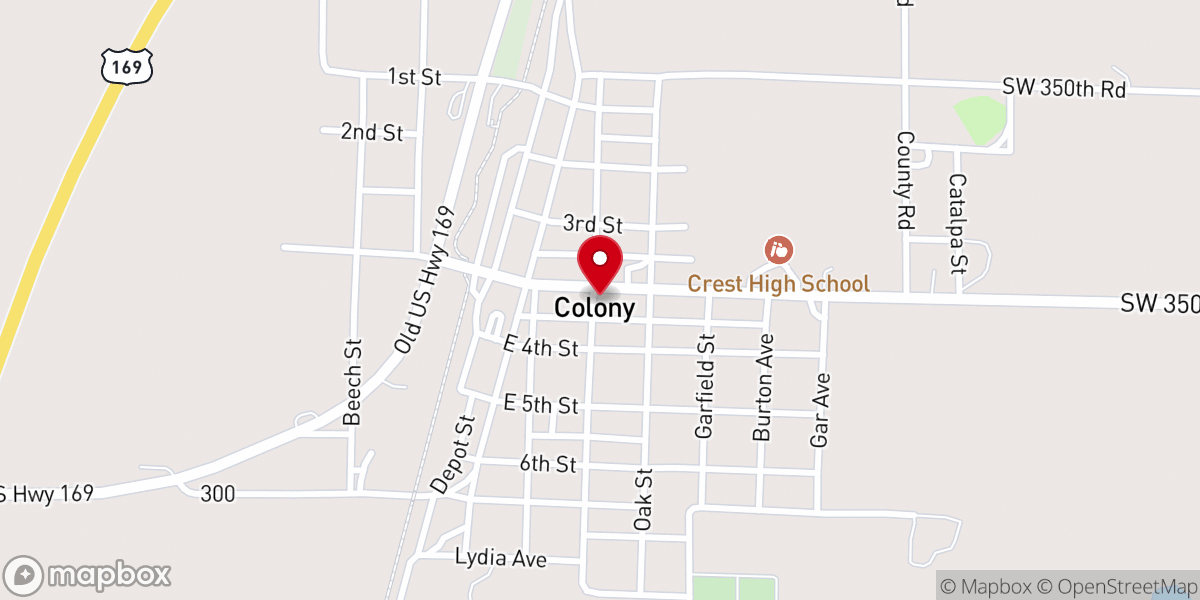 Map showing location of Colony Methodist Church