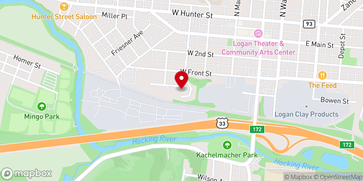 Map showing location of Logan Vineyard Chruch