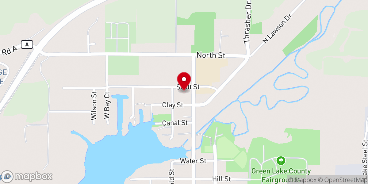 Map showing location of Federated Church of Green Lake