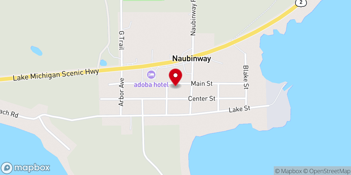 Map showing location of Naubinway Christian Fellowship