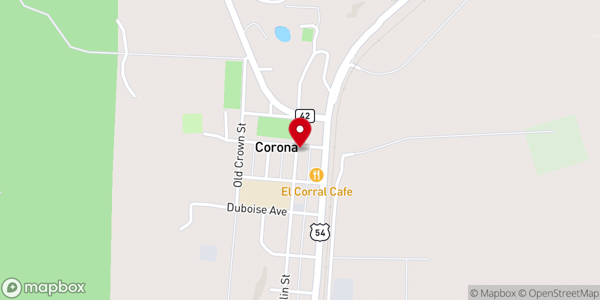 Map showing location of Corona United Presbyterian Church
