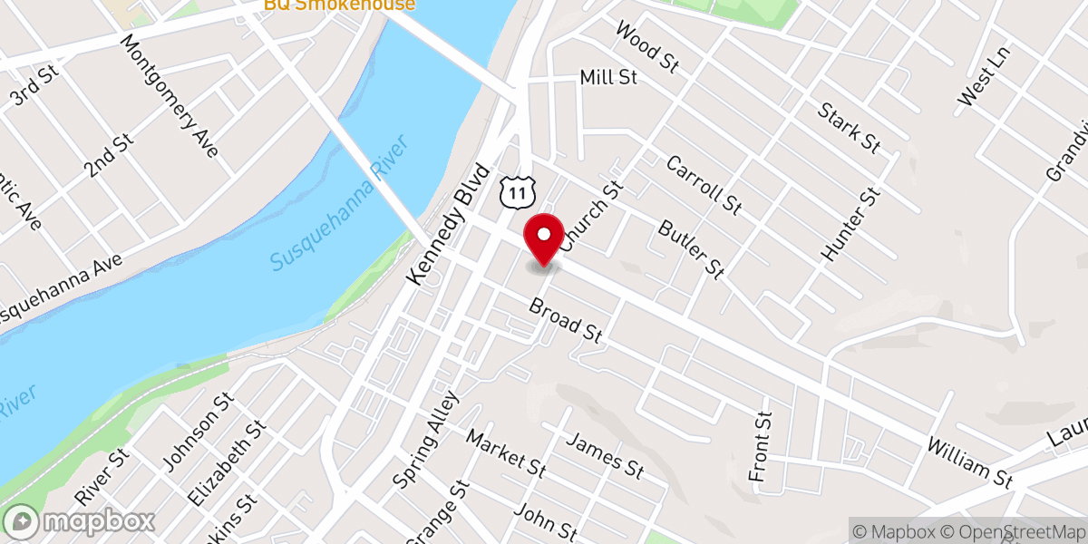 Map showing location of St John the Evangelist Roman Catholic Church