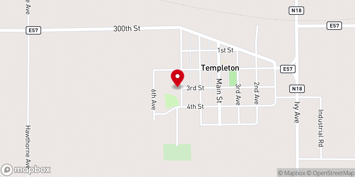 Map showing location of Templeton Center