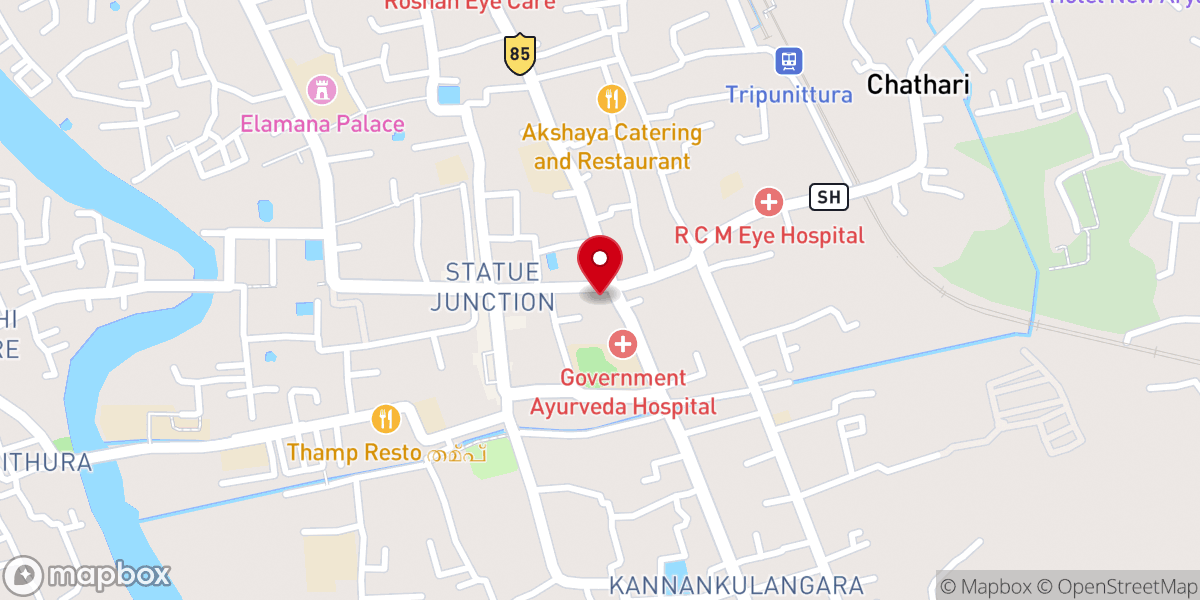 Map showing location of St. Mary's Syro-Malabar Church, Tripunithura
