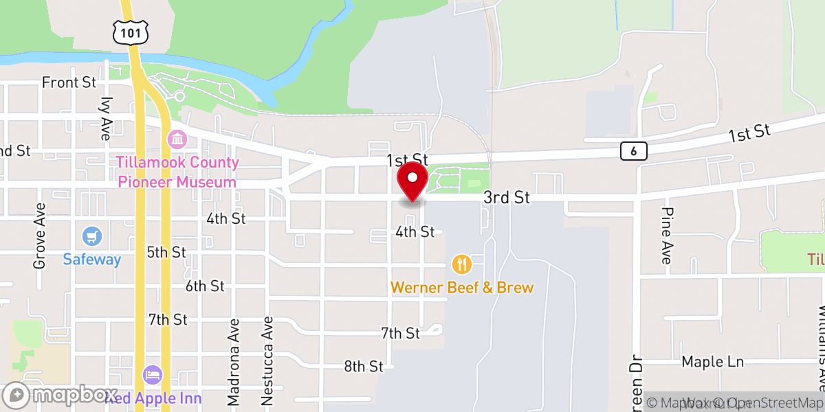 Map showing location of Tillamook Church of the Nazarene
