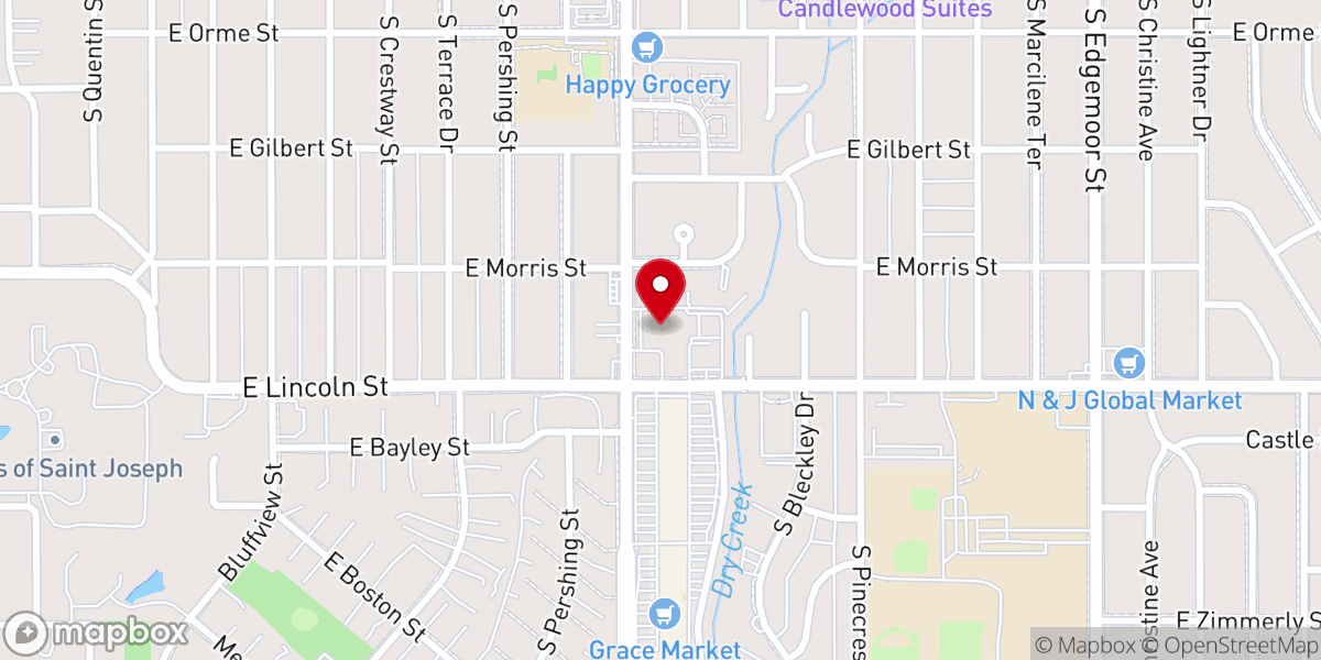 Map showing location of Hillcrest Church