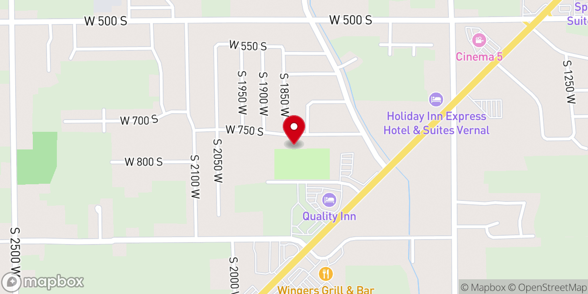 Map showing location of Vernal Christian Church