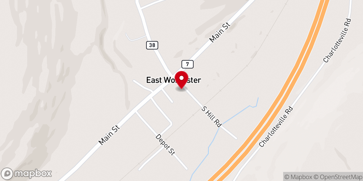 Map showing location of East Worcester United Methodist