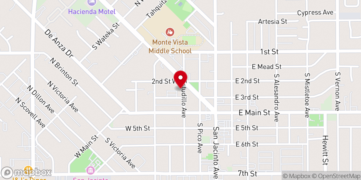 Map showing location of San Jacinto Community Church