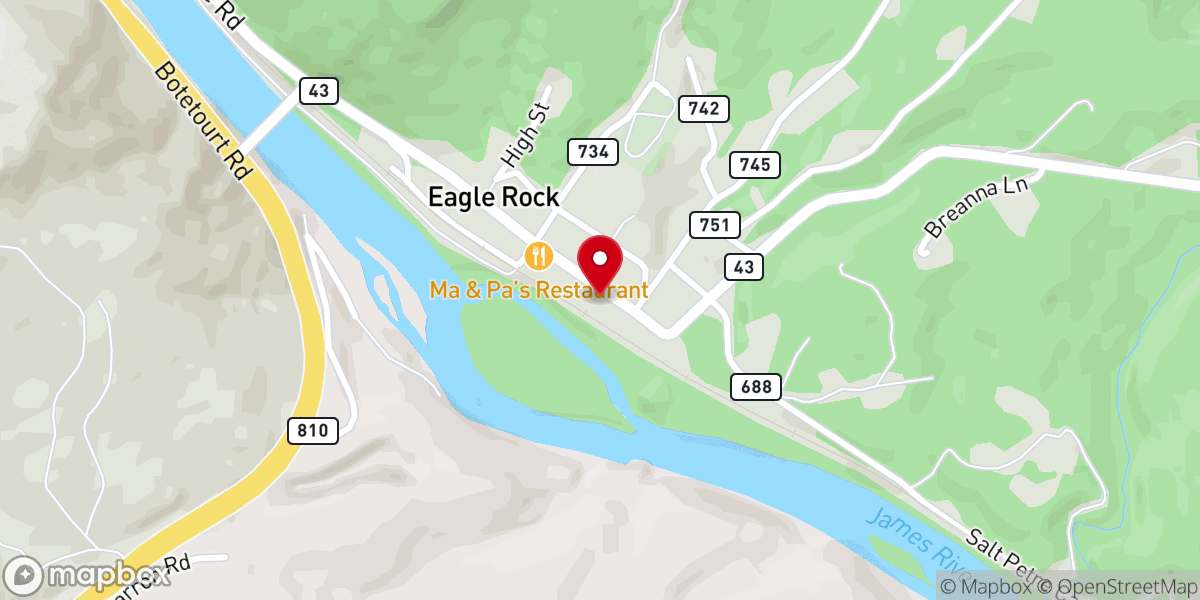 Map showing location of Appalachian Bronzeback Adventures