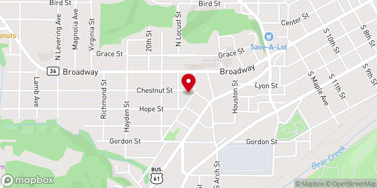 Map showing location of Hannibal True Church