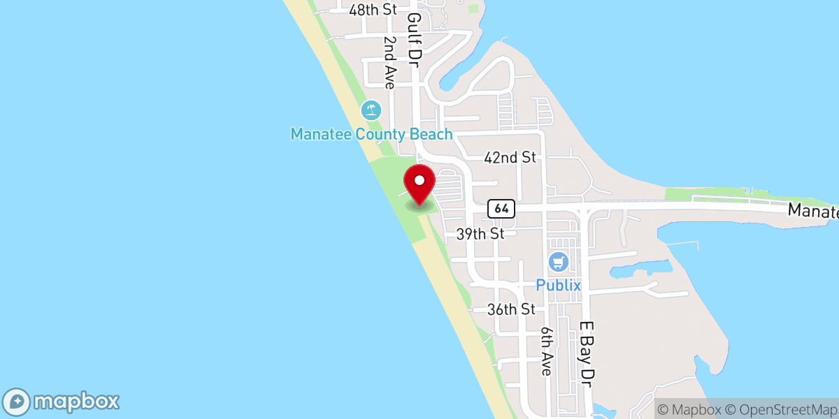 Map showing location of Manatee Public Beach