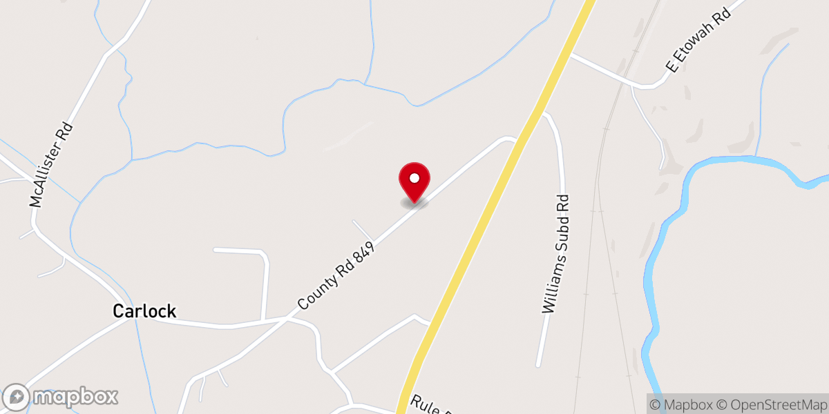 Map showing location of Carlock United Methodist Church