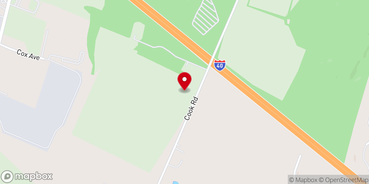 Map showing location of Cook Road Baptist Church