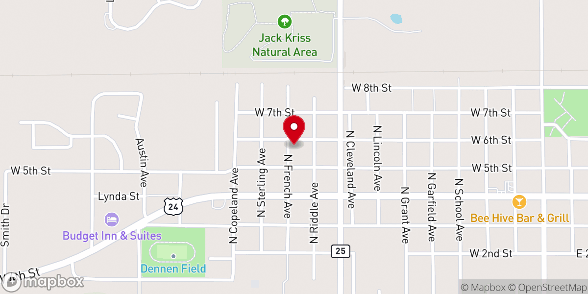 Map showing location of Sacred Heart Catholic Church