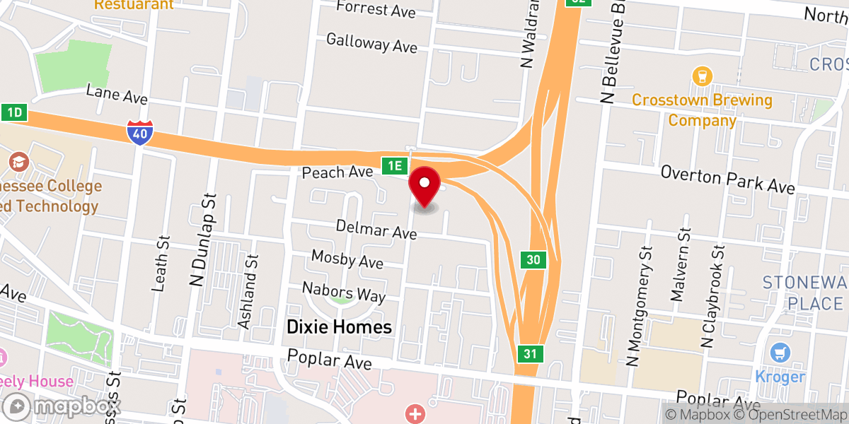 Map showing location of Columbus Baptist Church