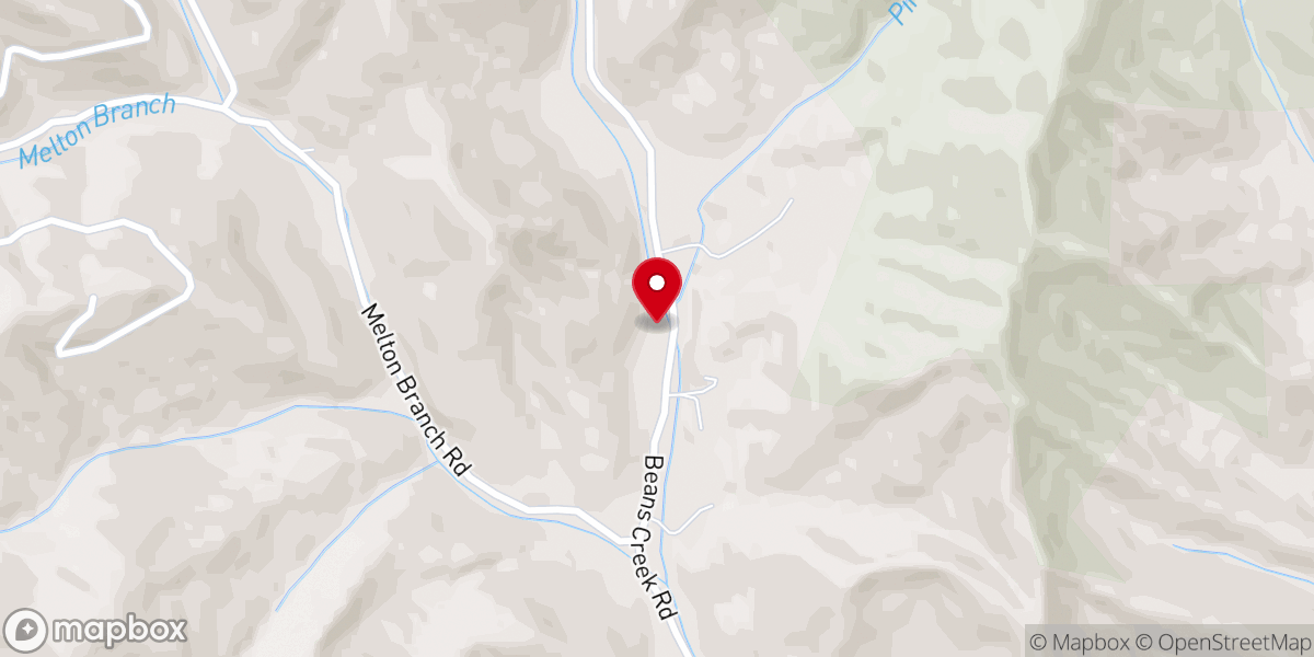 Map showing location of Beans Creek Church