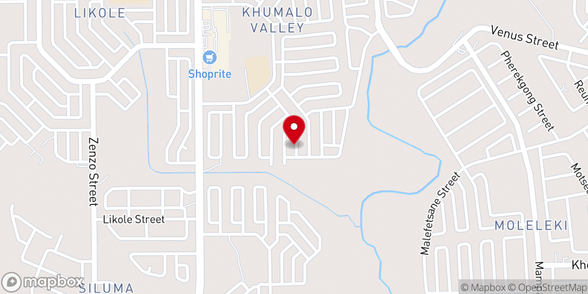 Map showing location of The New St. Jesus Apostolic Church in South Africa
